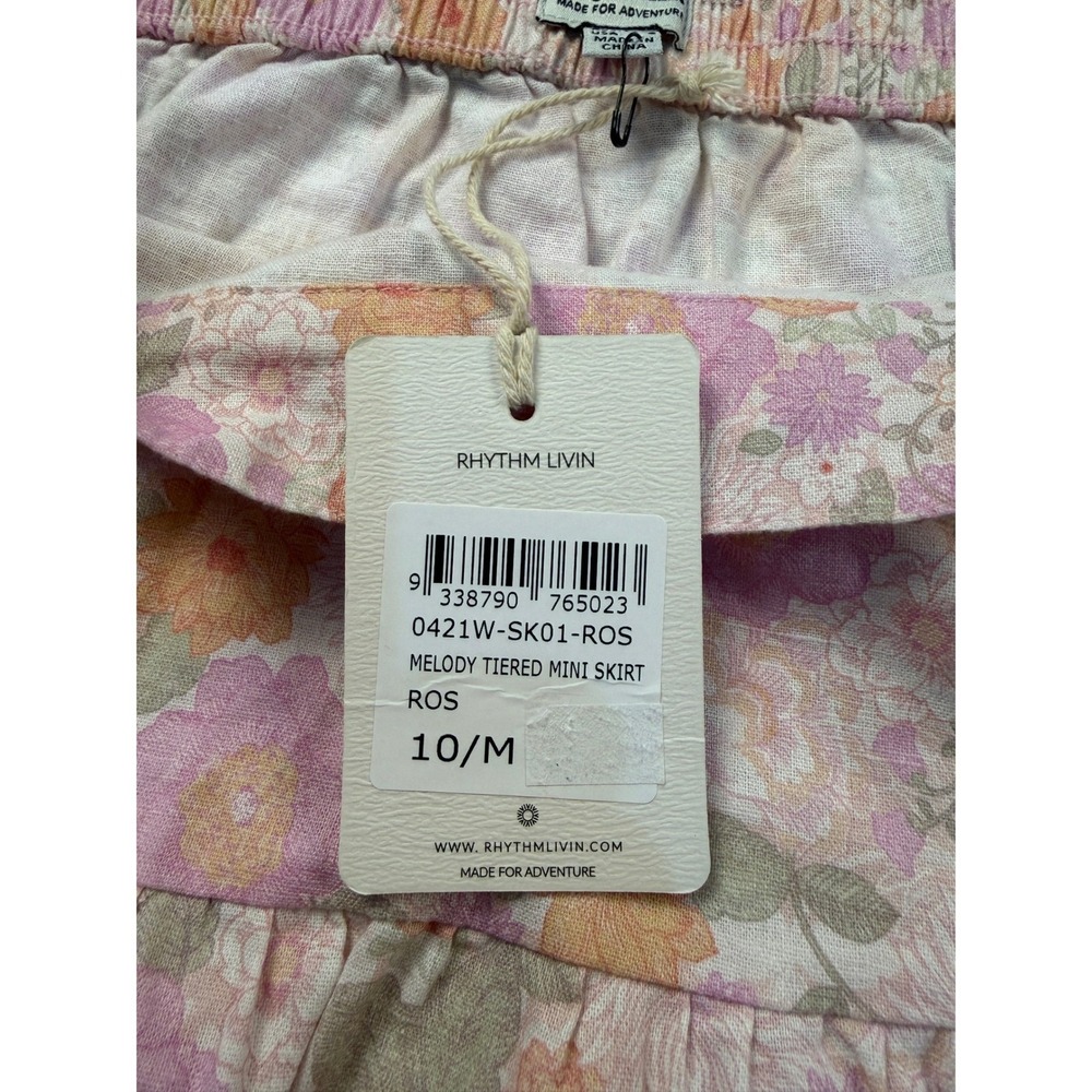 NWT Rhythm Melody Tiered Mini Skirt‎ Floral Print Whimsical Fairy Festival Sz 10 - Picture 3 of 8